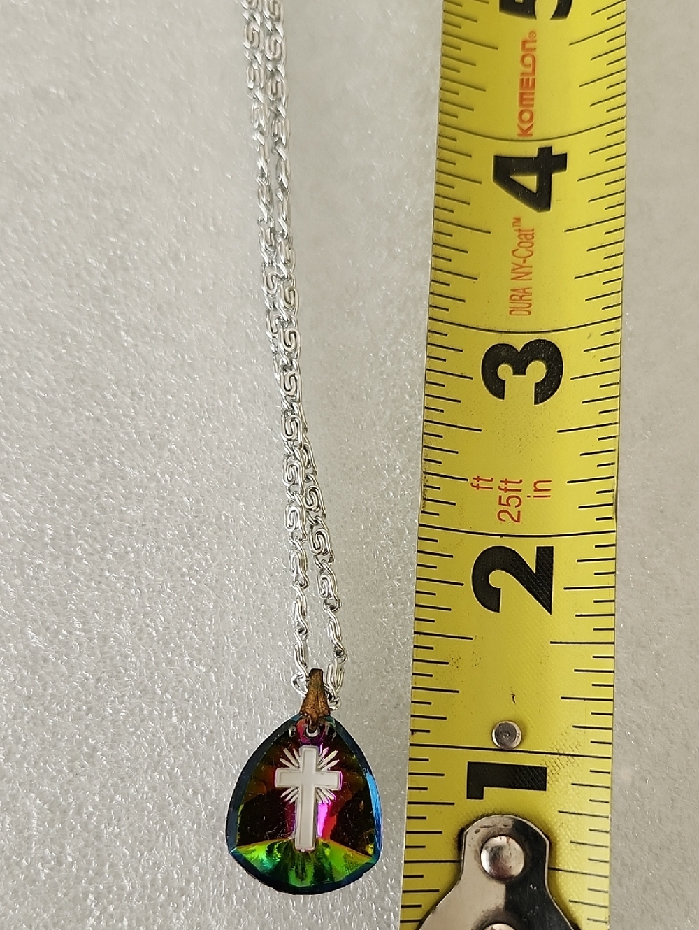 Vintage Cross Pendant Germany Intaglio Multicolor  Necklace